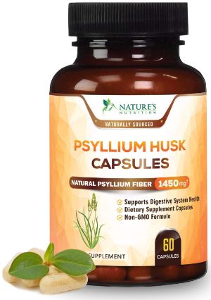 Nature's Nutrition Psyllium Husk Capsules, Highest Potency Dietary Fiber