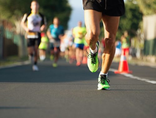 People running a half marathon