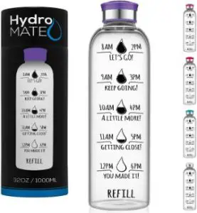 HydroMATE 32 oz Motivational Glass Water Bottle
