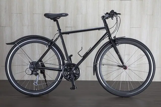 A black hybrid bike